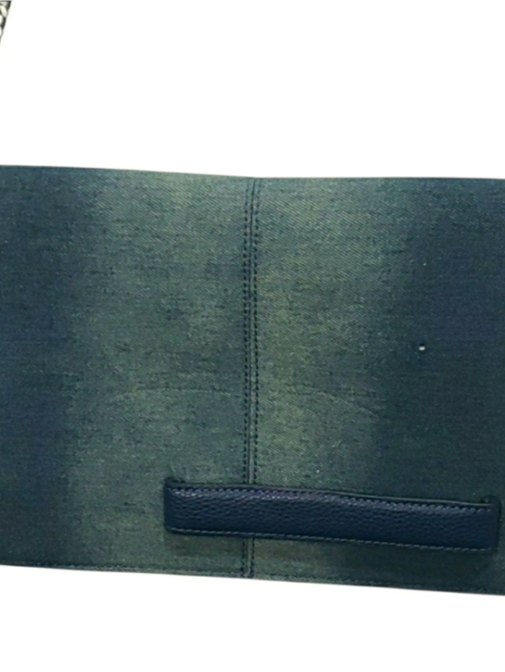 STEVEN Denim Washed Out Crossbody Clutch Purse w/ Metal Chain Strap 48" | NEW